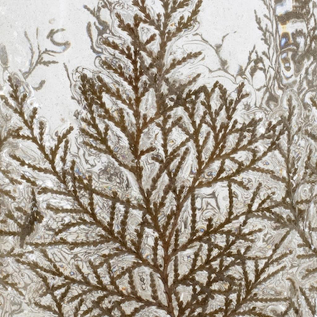 8" Brown And Clear Botanical Leaf Glass Tabletop Pillar Candle Holder-Candle Holders-DECOROLALA