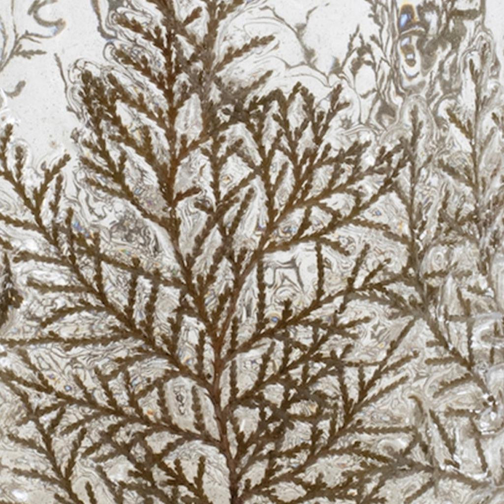 8" Brown And Clear Botanical Leaf Glass Tabletop Pillar Candle Holder-Candle Holders-DECOROLALA