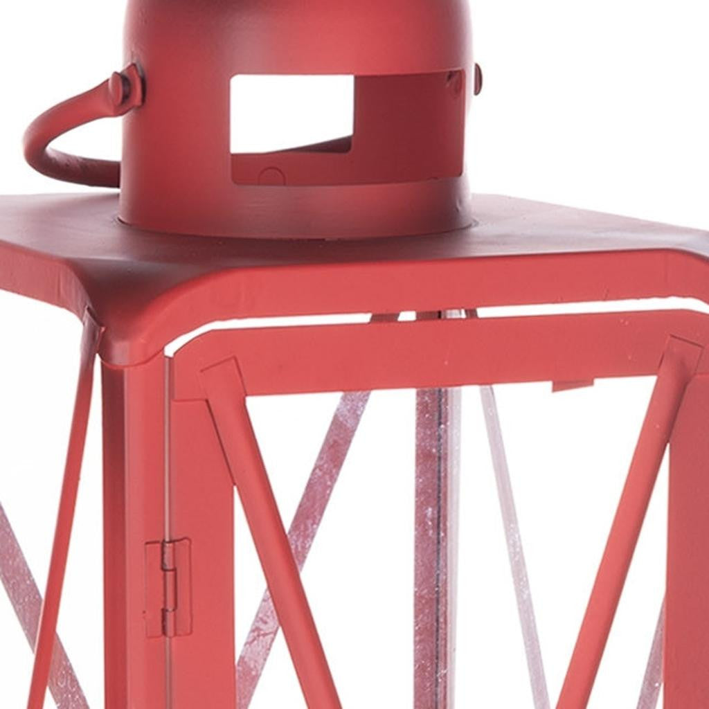 Set of Two Red Geometric Metal Centerpiece Lantern Candle Holders-Candle Holders-DECOROLALA