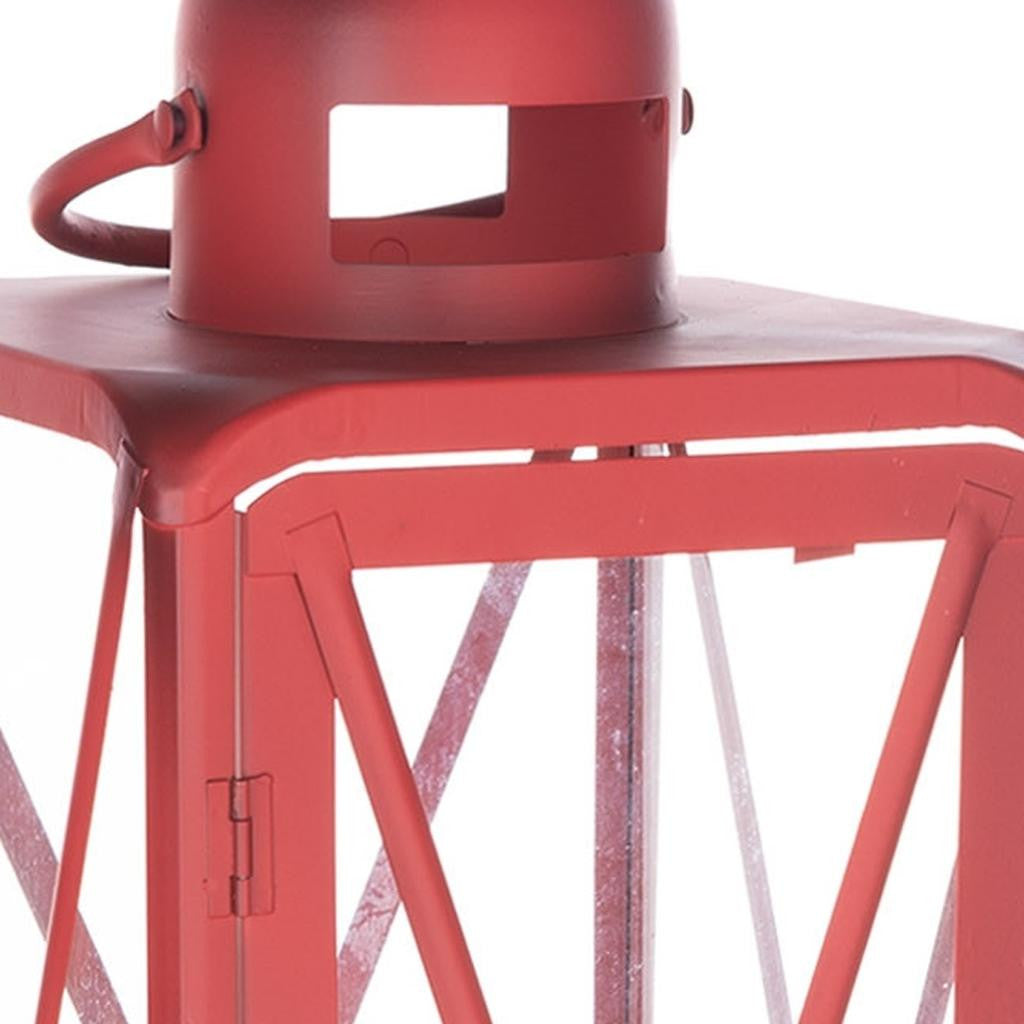 Set of Two Red Geometric Metal Centerpiece Lantern Candle Holders-Candle Holders-DECOROLALA