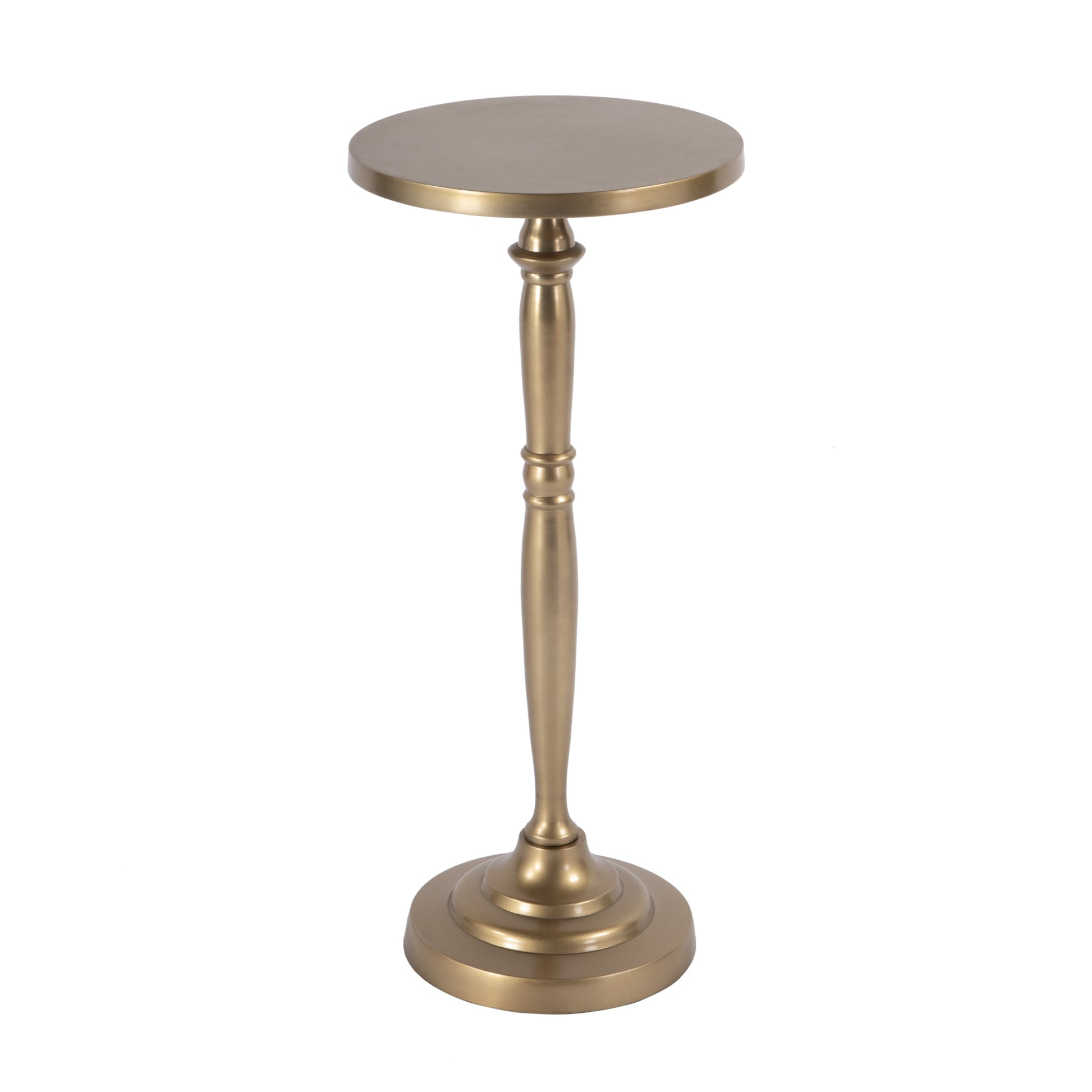 22" Gold Distressed Aluminum Round Pedestal End Table-1