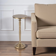 22" Gold Distressed Aluminum Round Pedestal End Table-0
