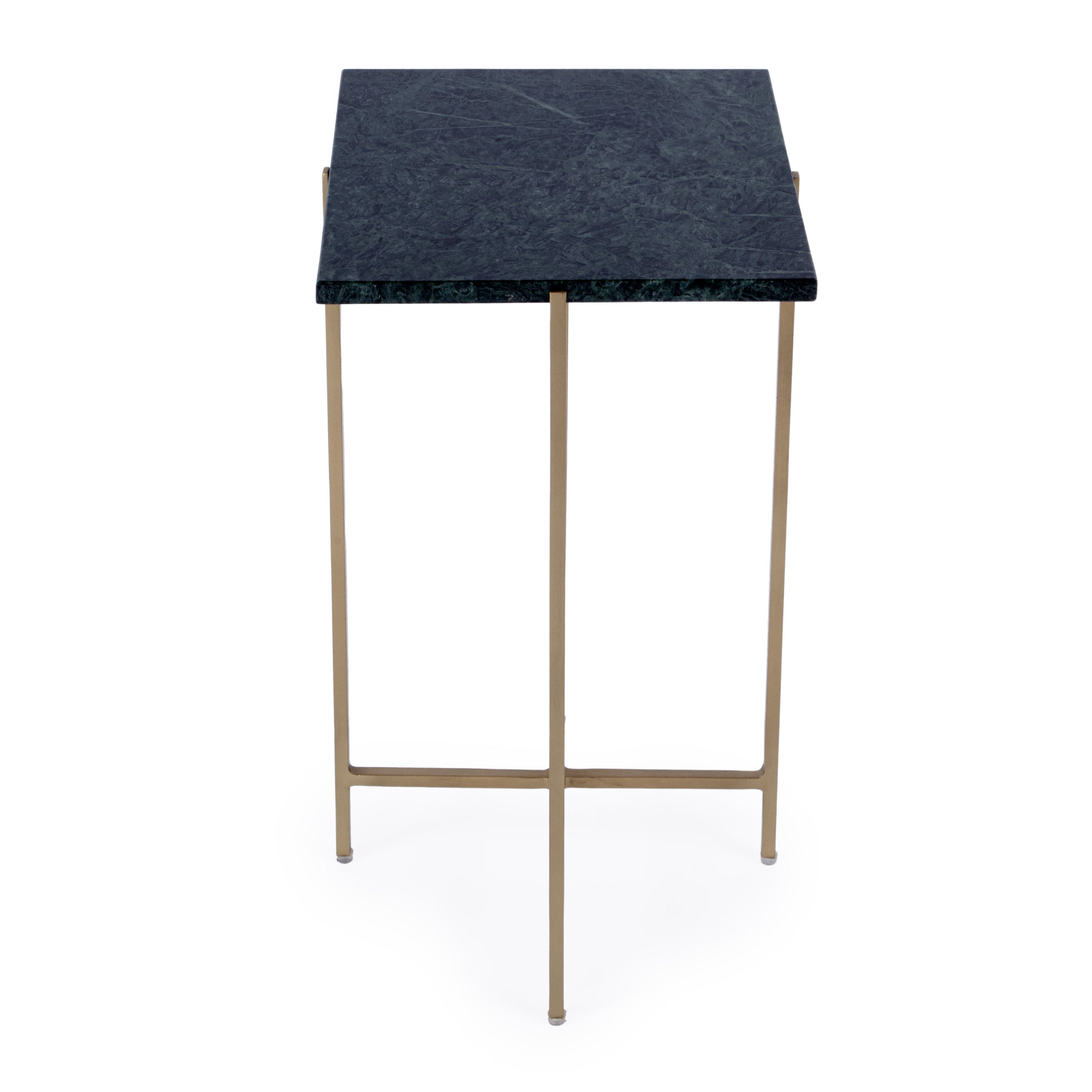 21" Green and Gold Marble and Iron Square End Table-2