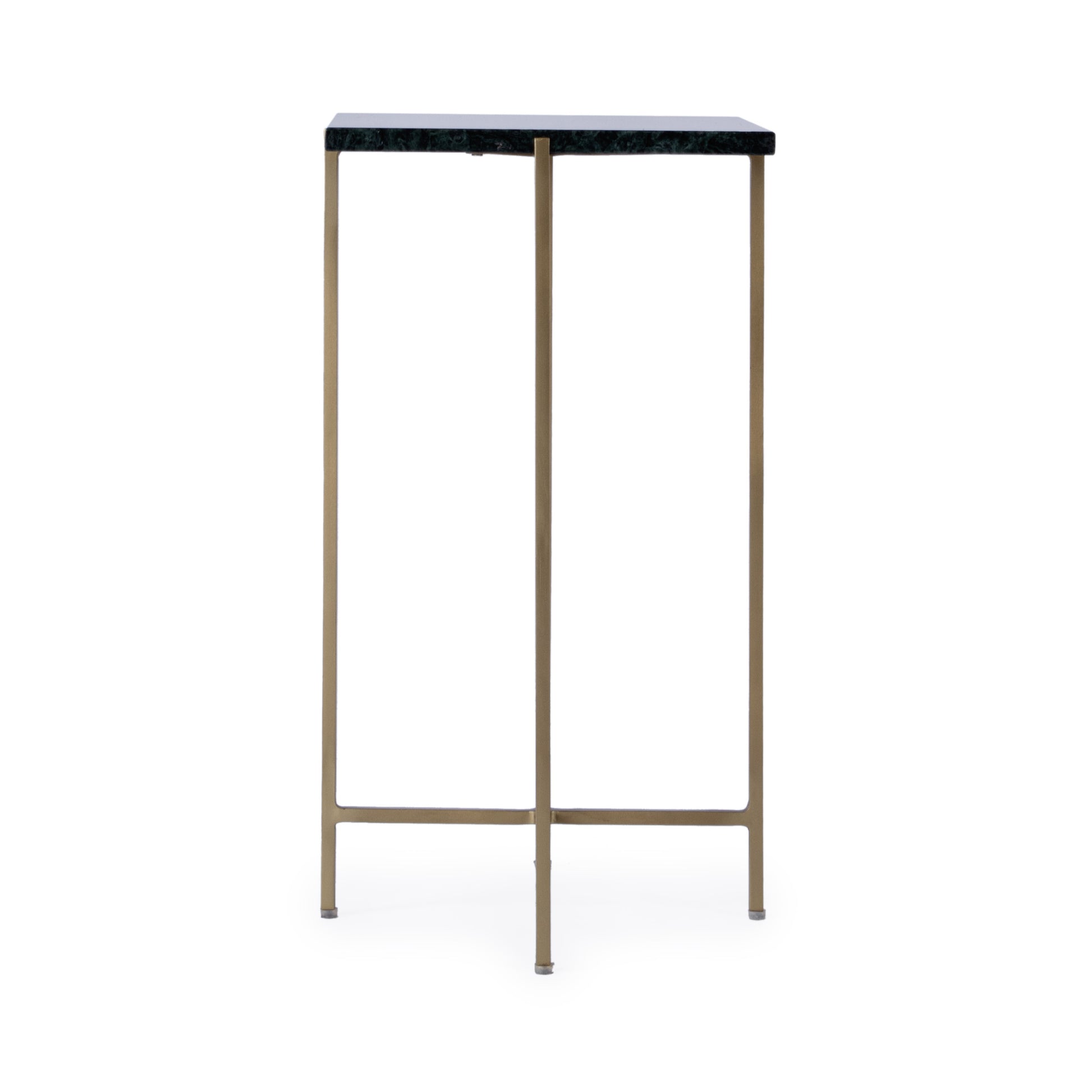 21" Green and Gold Marble and Iron Square End Table-3