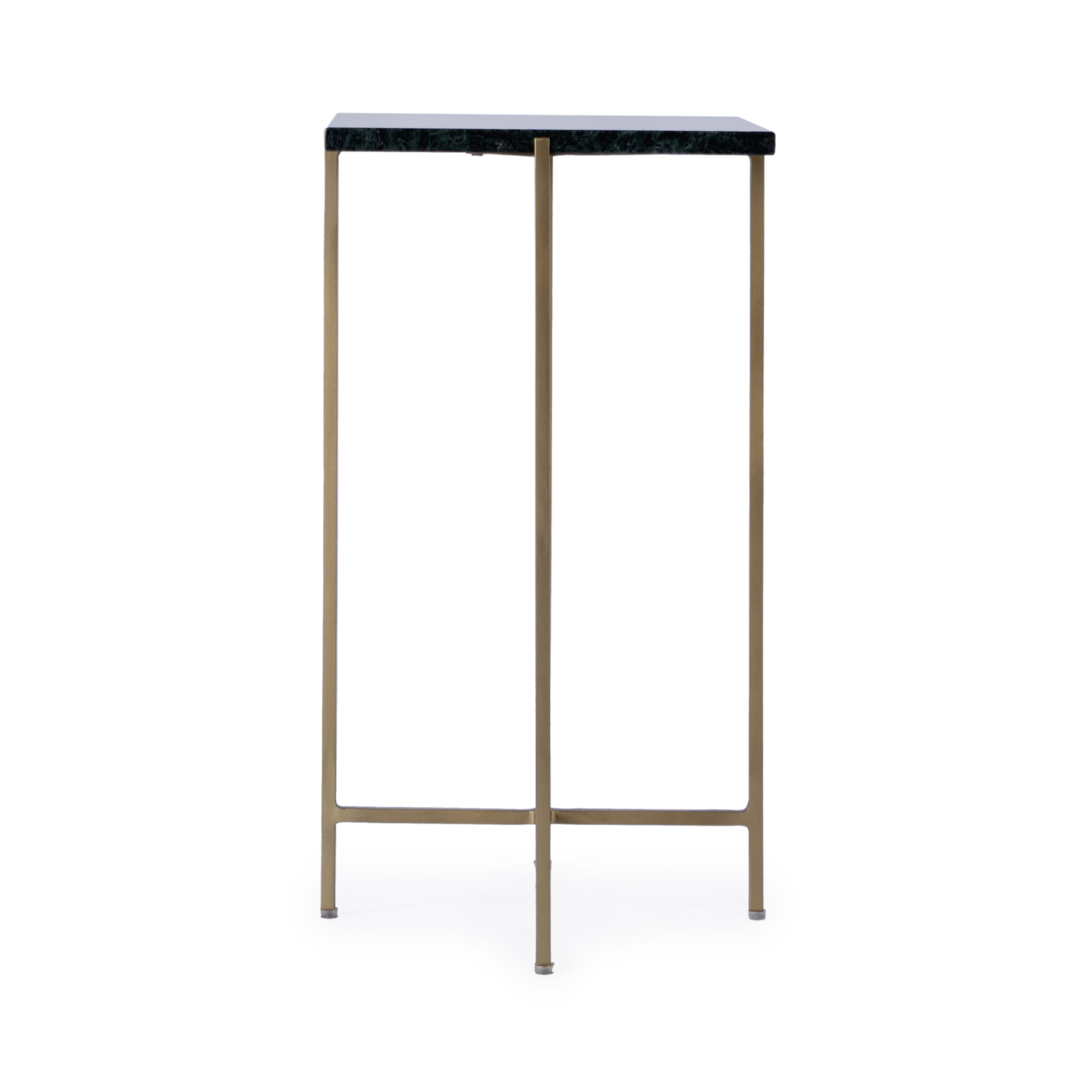 21" Green and Gold Marble and Iron Square End Table-3