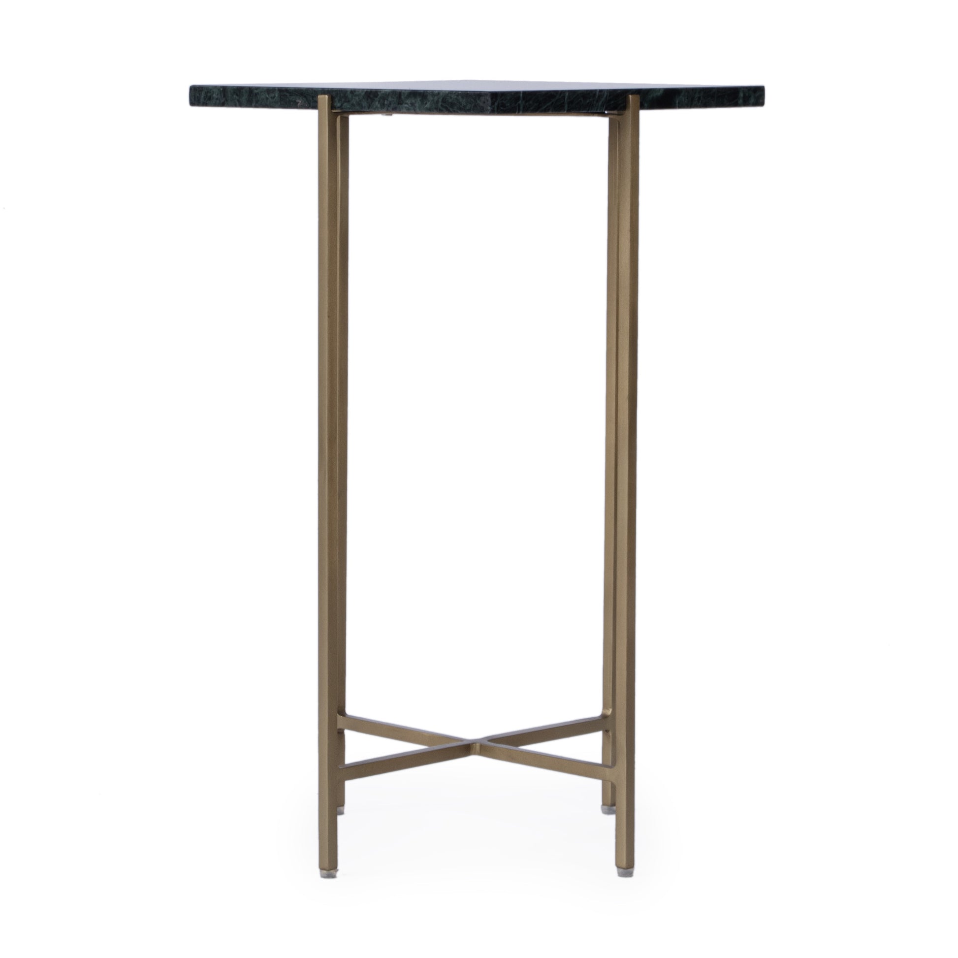 21" Green and Gold Marble and Iron Square End Table-4