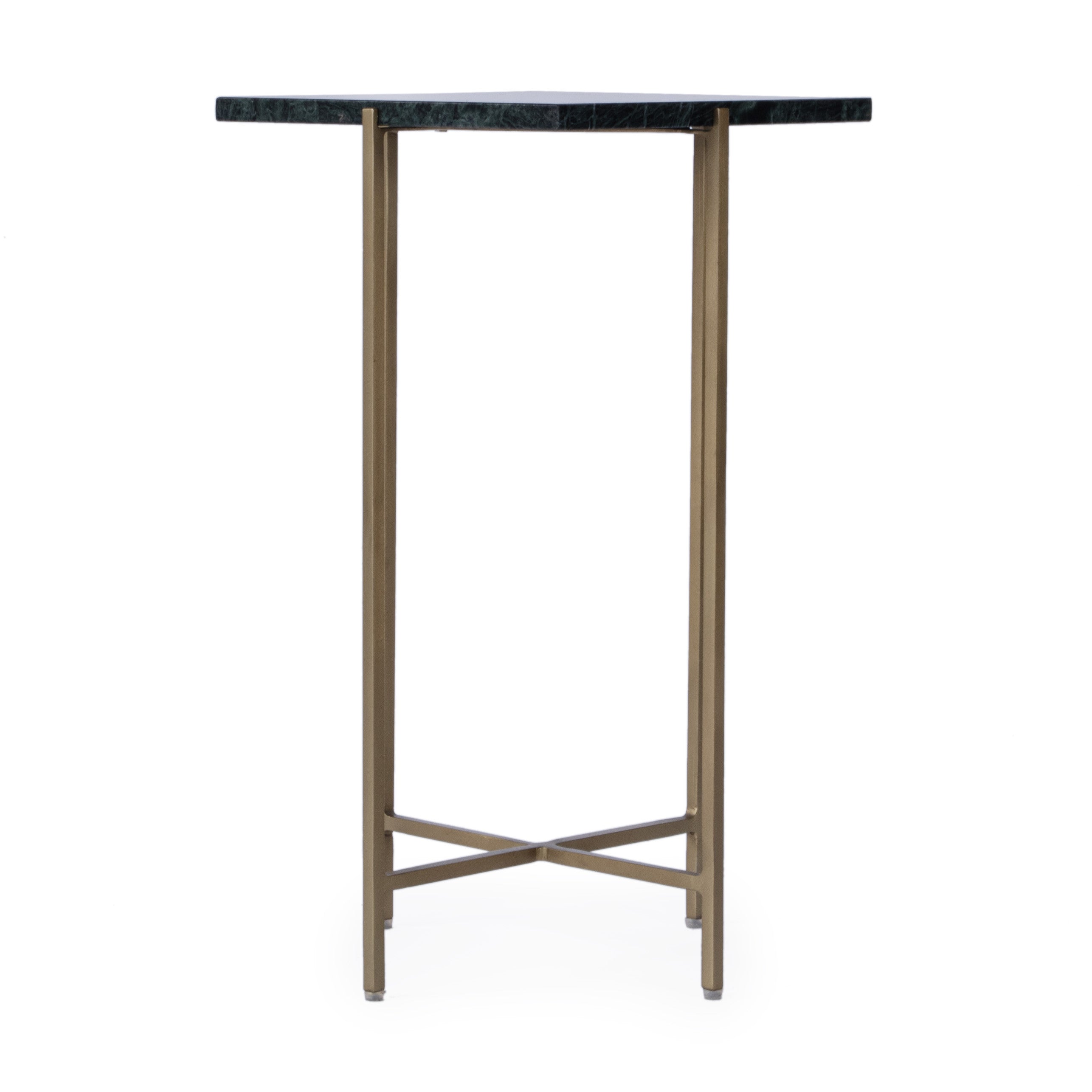 21" Green and Gold Marble and Iron Square End Table-4