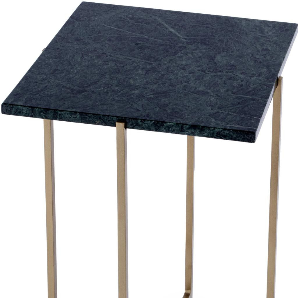 21" Green and Gold Marble and Iron Square End Table-7