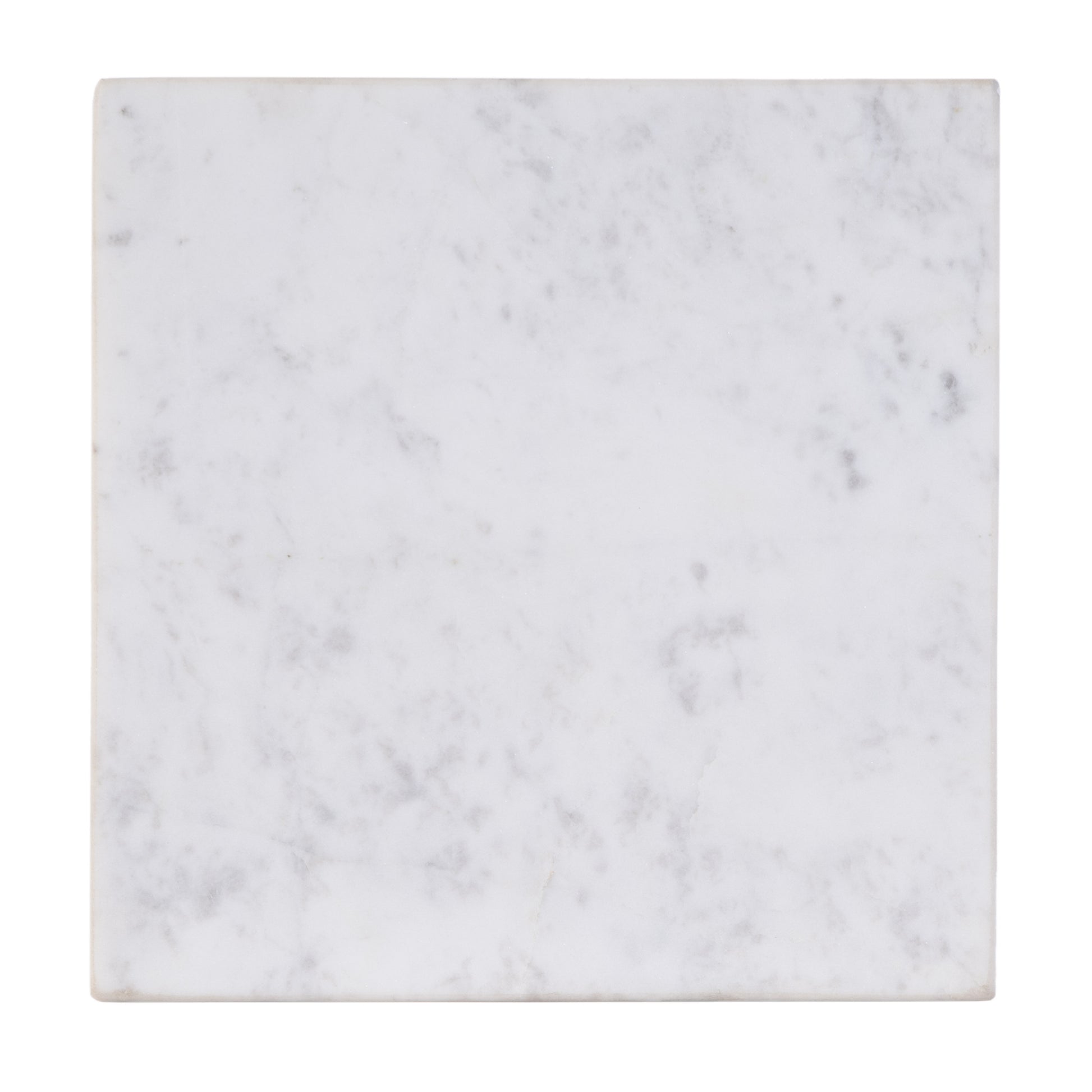 21" White and Gold Distressed Marble and Iron Square End Table-End-Side Tables-DECOROLALA