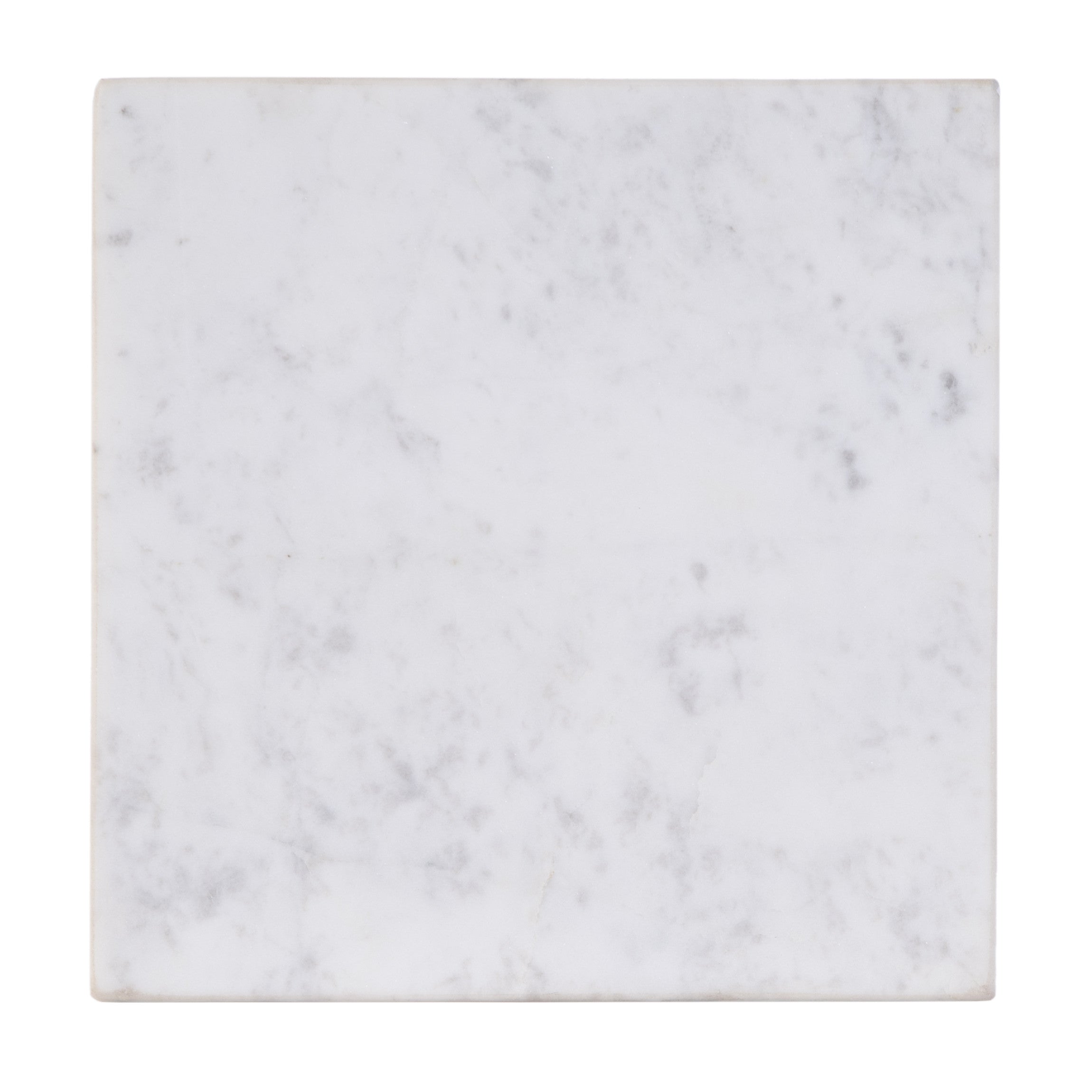 21" White and Gold Distressed Marble and Iron Square End Table-End-Side Tables-DECOROLALA