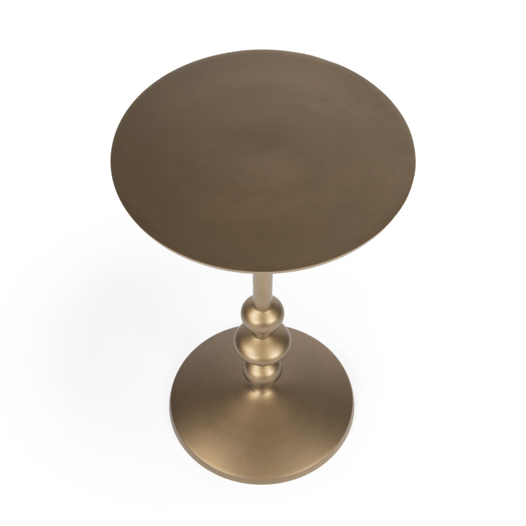 19" Bronze Aluminum Round Pedestal End Table-3
