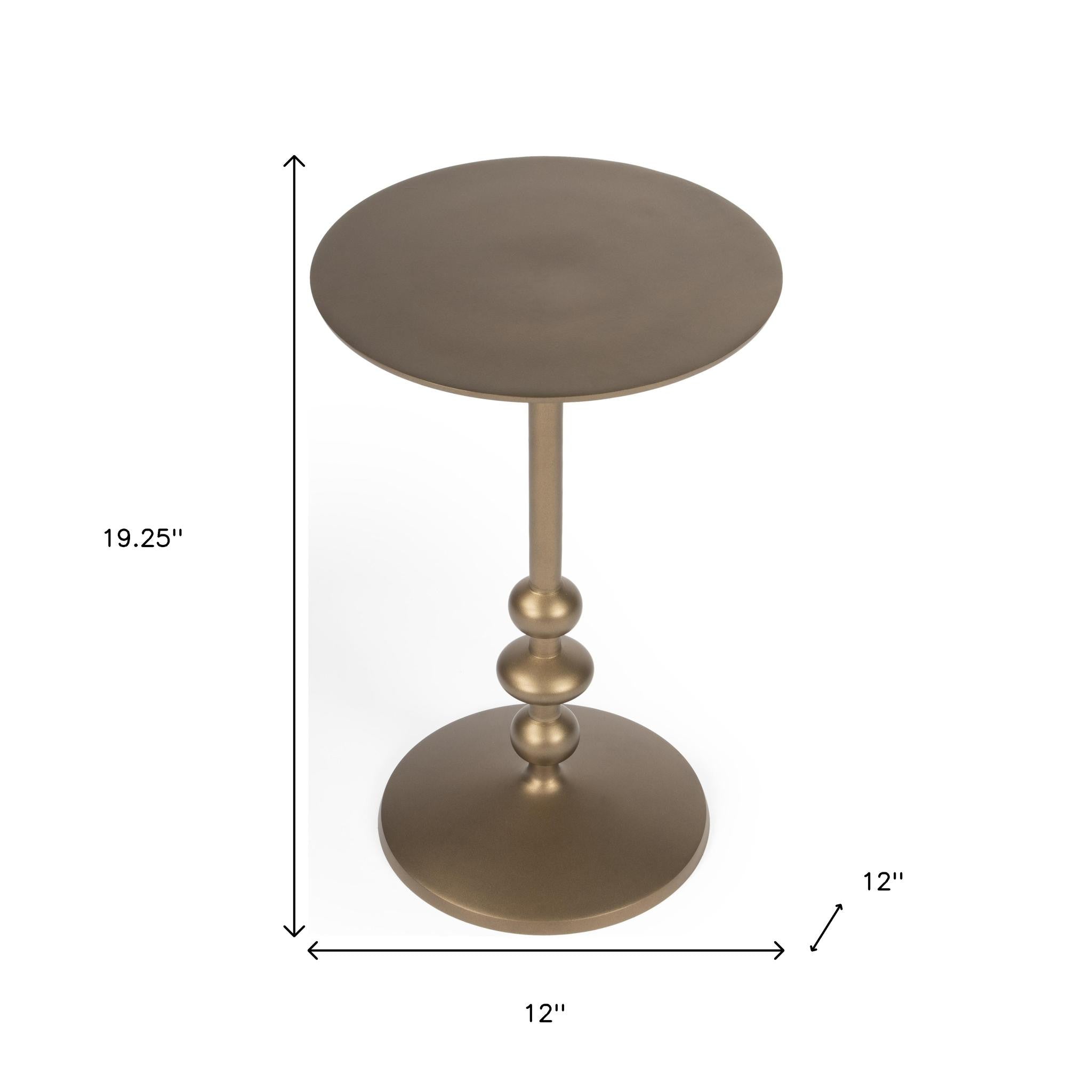 19" Bronze Aluminum Round Pedestal End Table-8