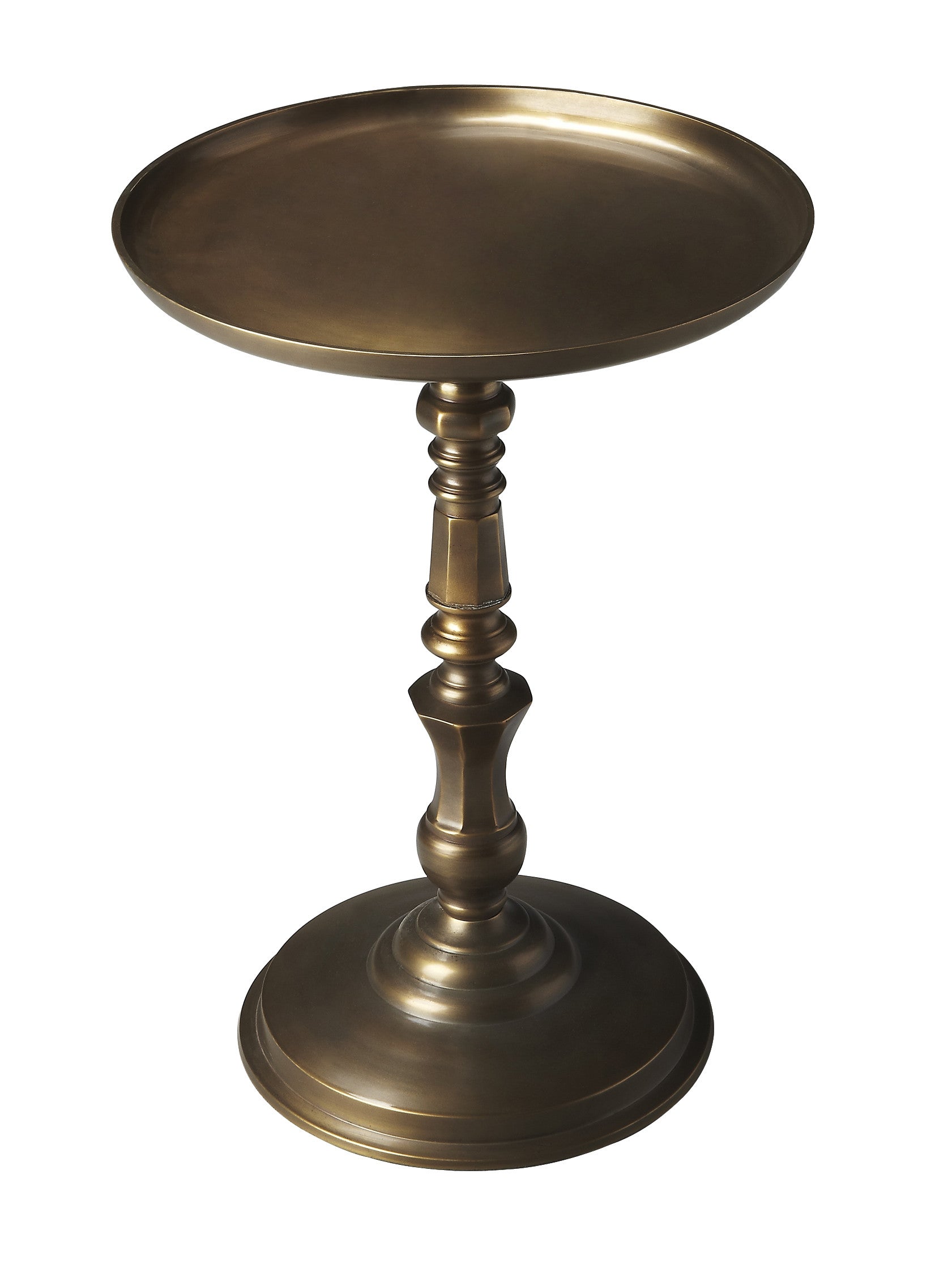 24" Bronze Metal Round Pedestal End Table-End-Side Tables-DECOROLALA