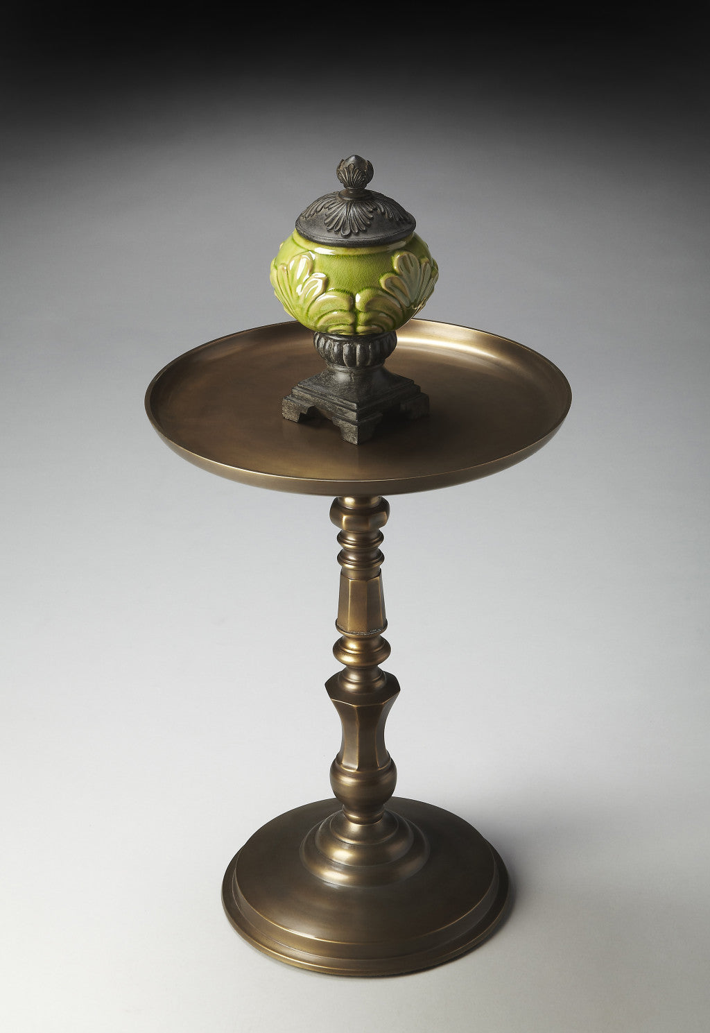 24" Bronze Metal Round Pedestal End Table-End-Side Tables-DECOROLALA