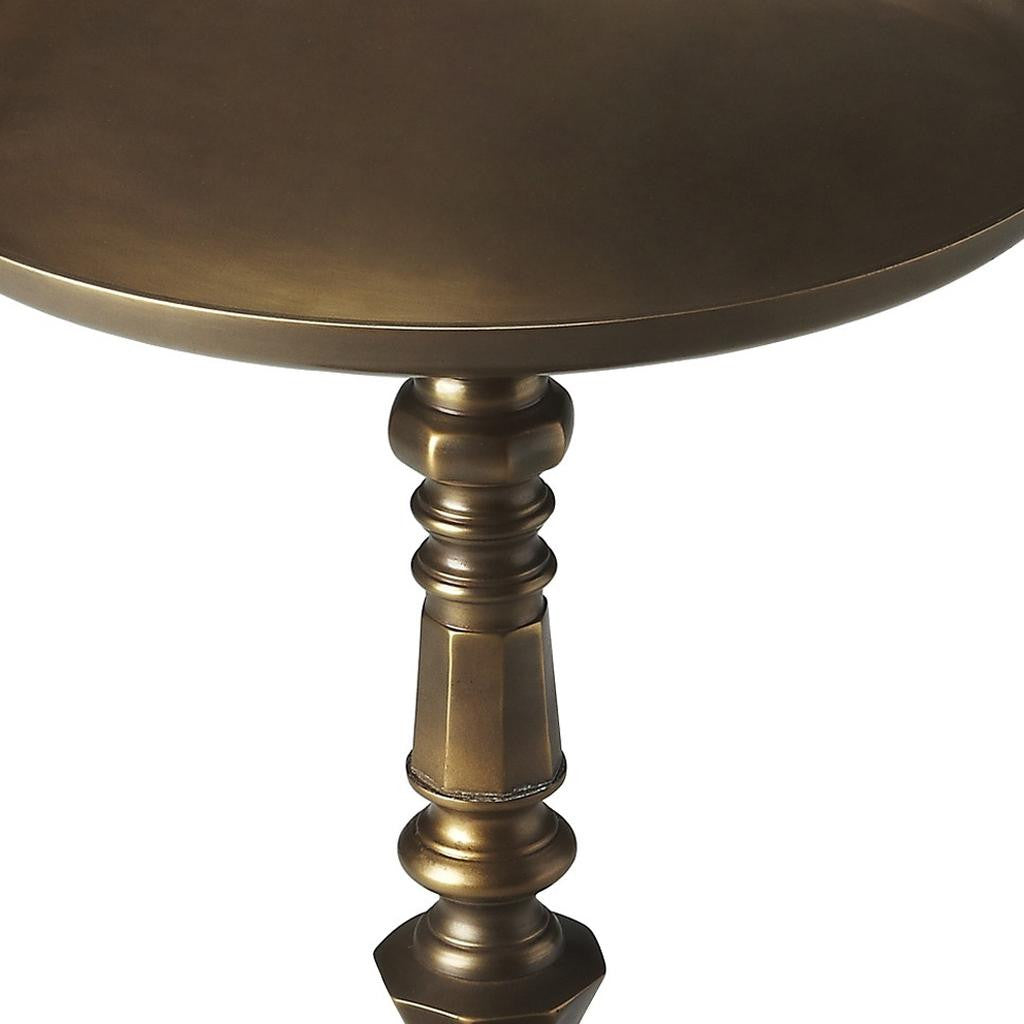 24" Bronze Metal Round Pedestal End Table-End-Side Tables-DECOROLALA