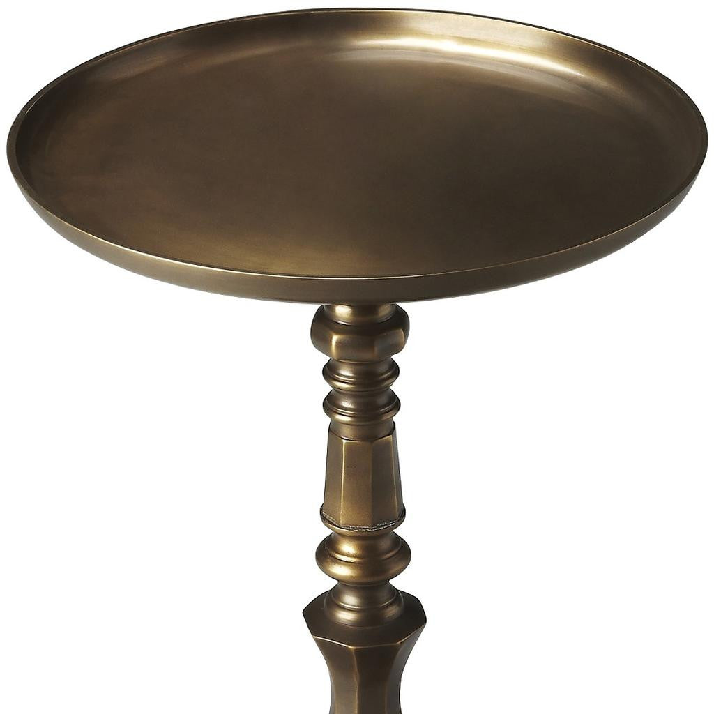 24" Bronze Metal Round Pedestal End Table-End-Side Tables-DECOROLALA
