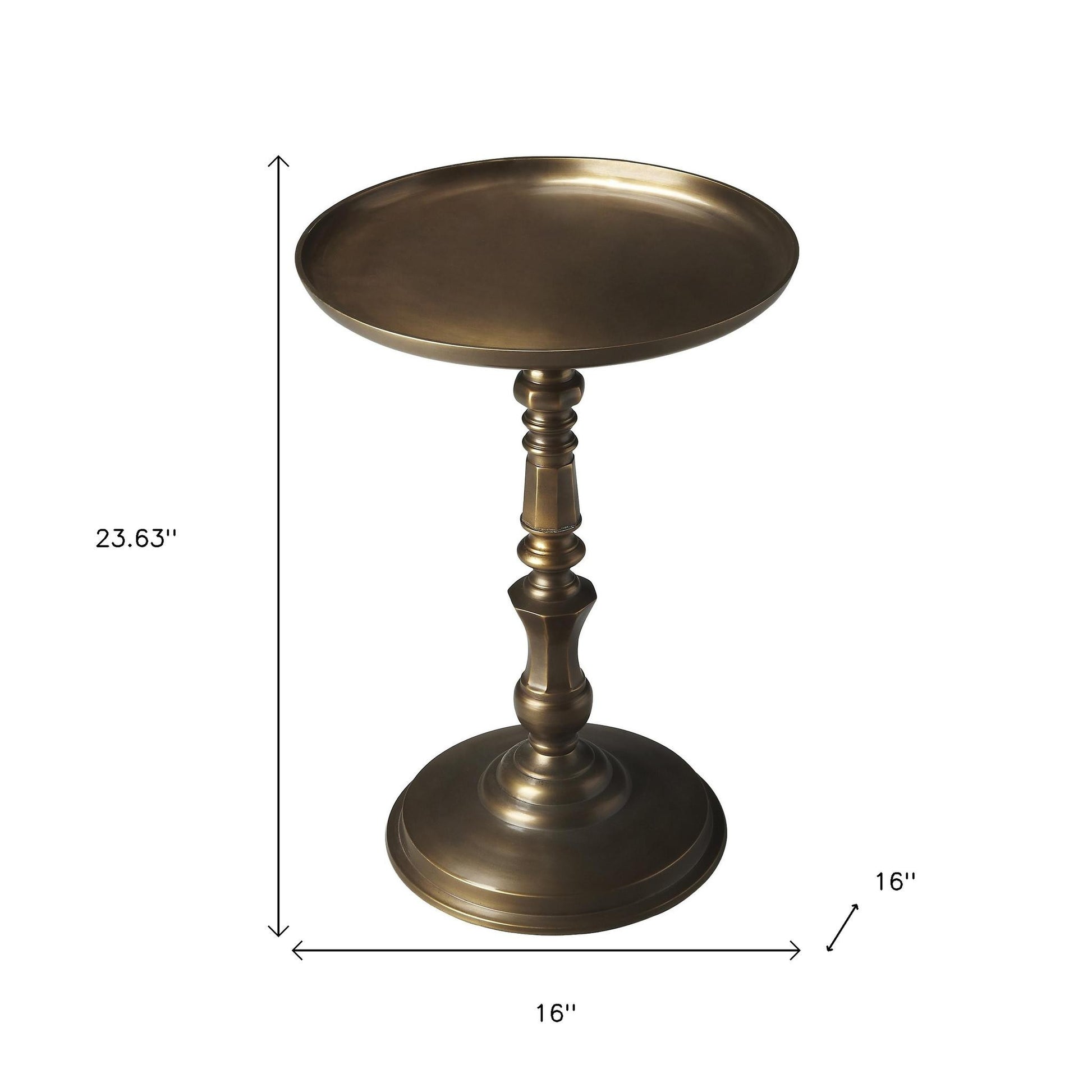24" Bronze Metal Round Pedestal End Table-End-Side Tables-DECOROLALA