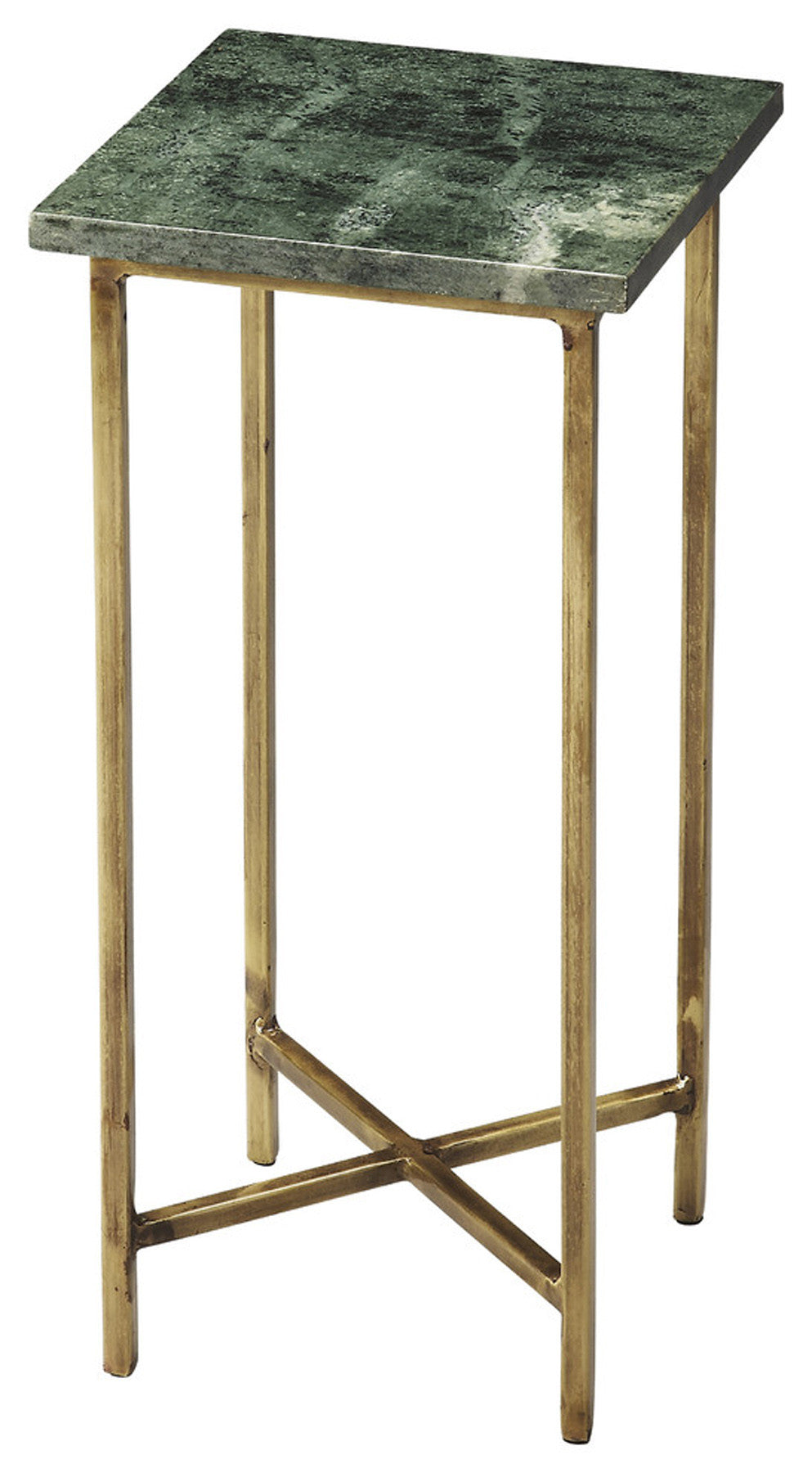 21" Green and Gold Marble Square End Table-1