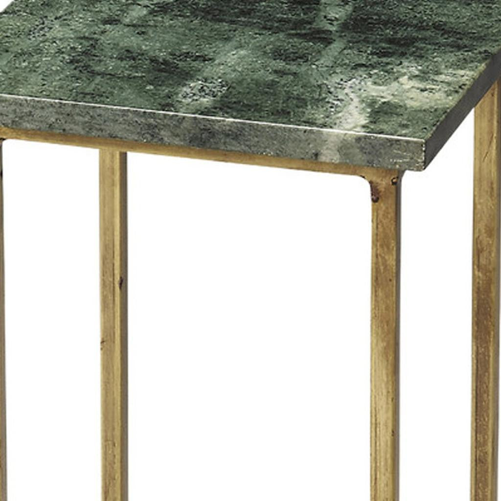 21" Green and Gold Marble Square End Table-2