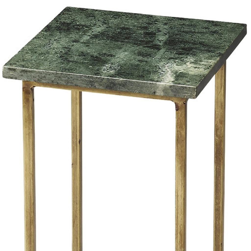 21" Green and Gold Marble Square End Table-3