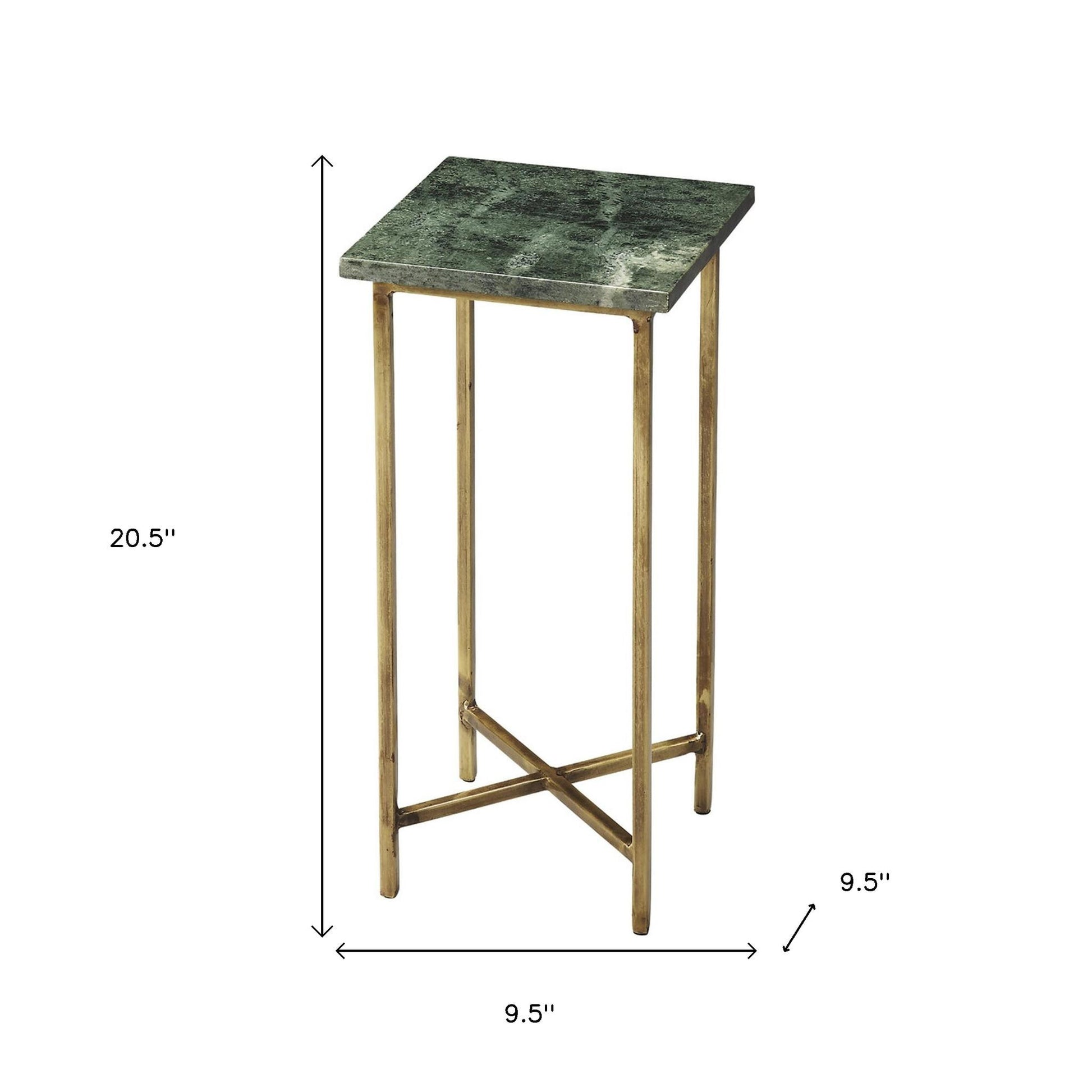 21" Green and Gold Marble Square End Table-5