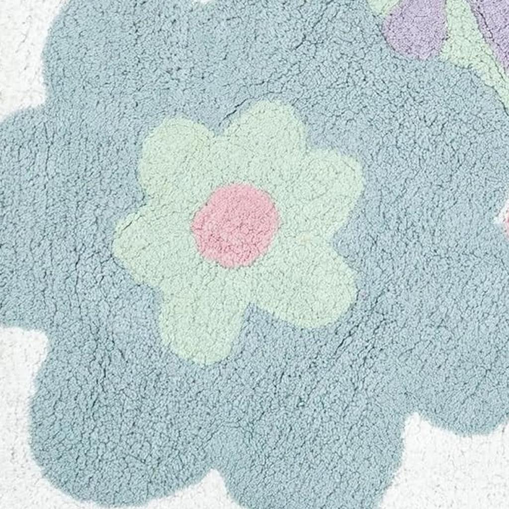 32" Pink And White Cotton Flowers Floral Bath Rug-7