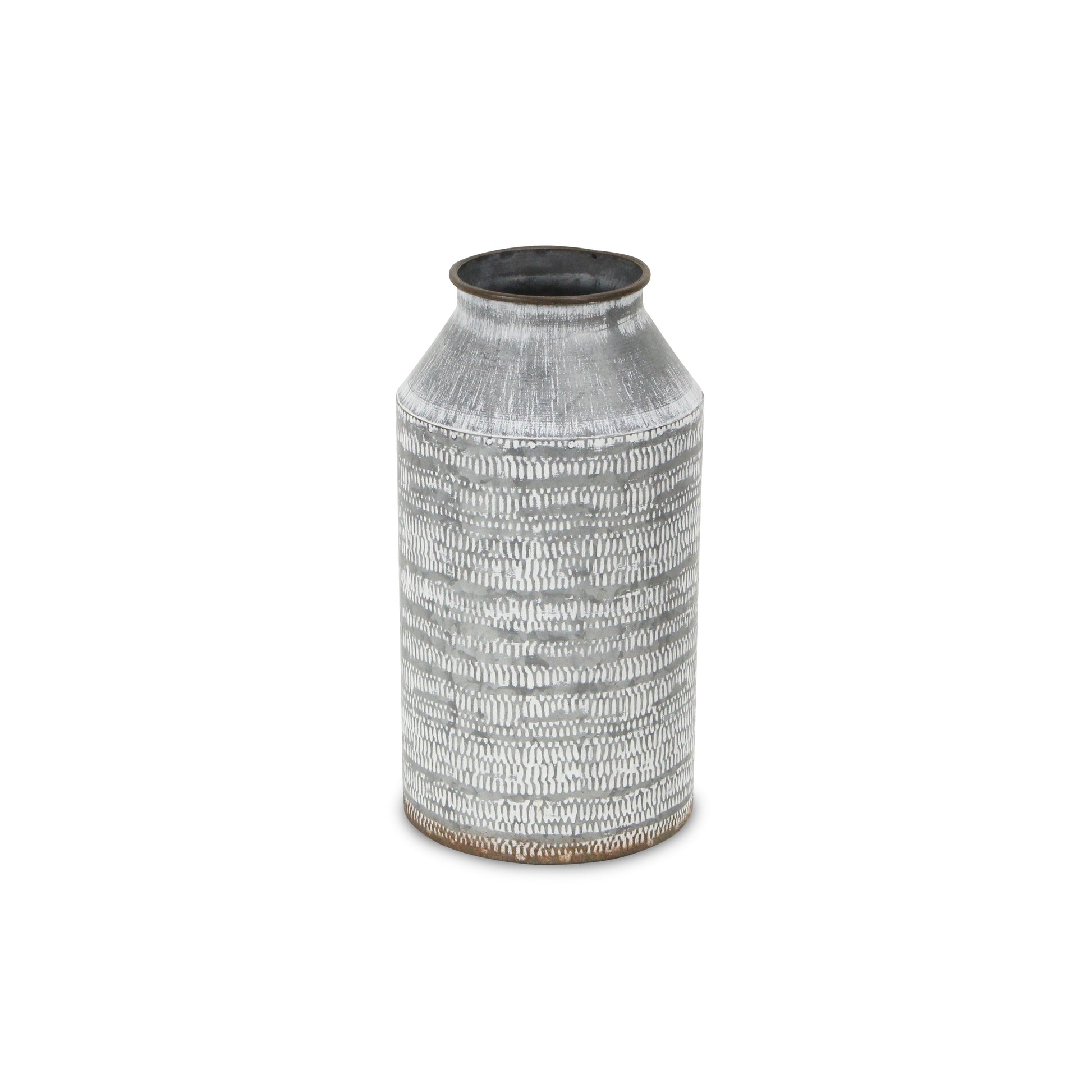 10" Gray Cylinder Metal Jug Vase-Vases-DECOROLALA