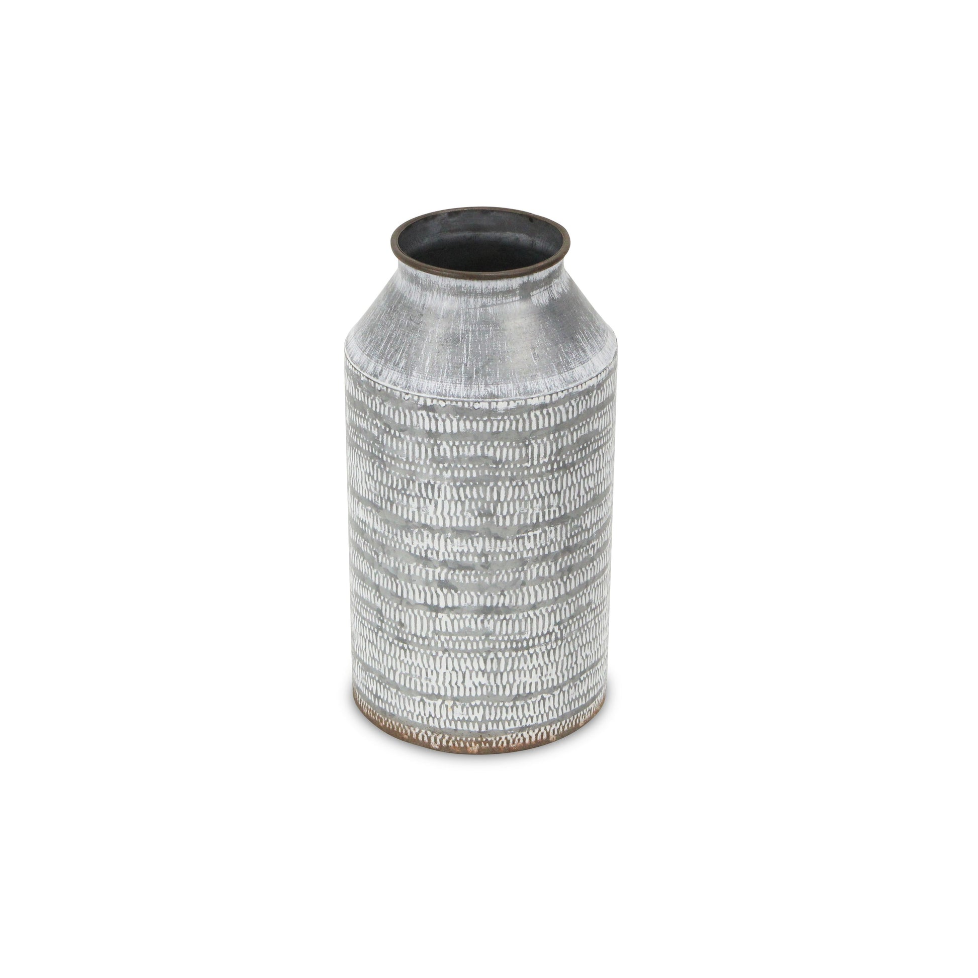 10" Gray Cylinder Metal Jug Vase-Vases-DECOROLALA