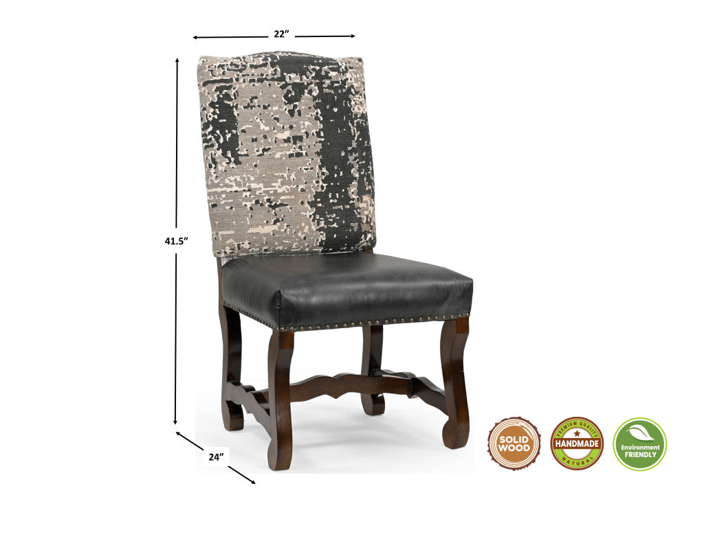 Seven Piece Brown Solid Wood Dining Set with Six Chairs-Dining Sets-DECOROLALA