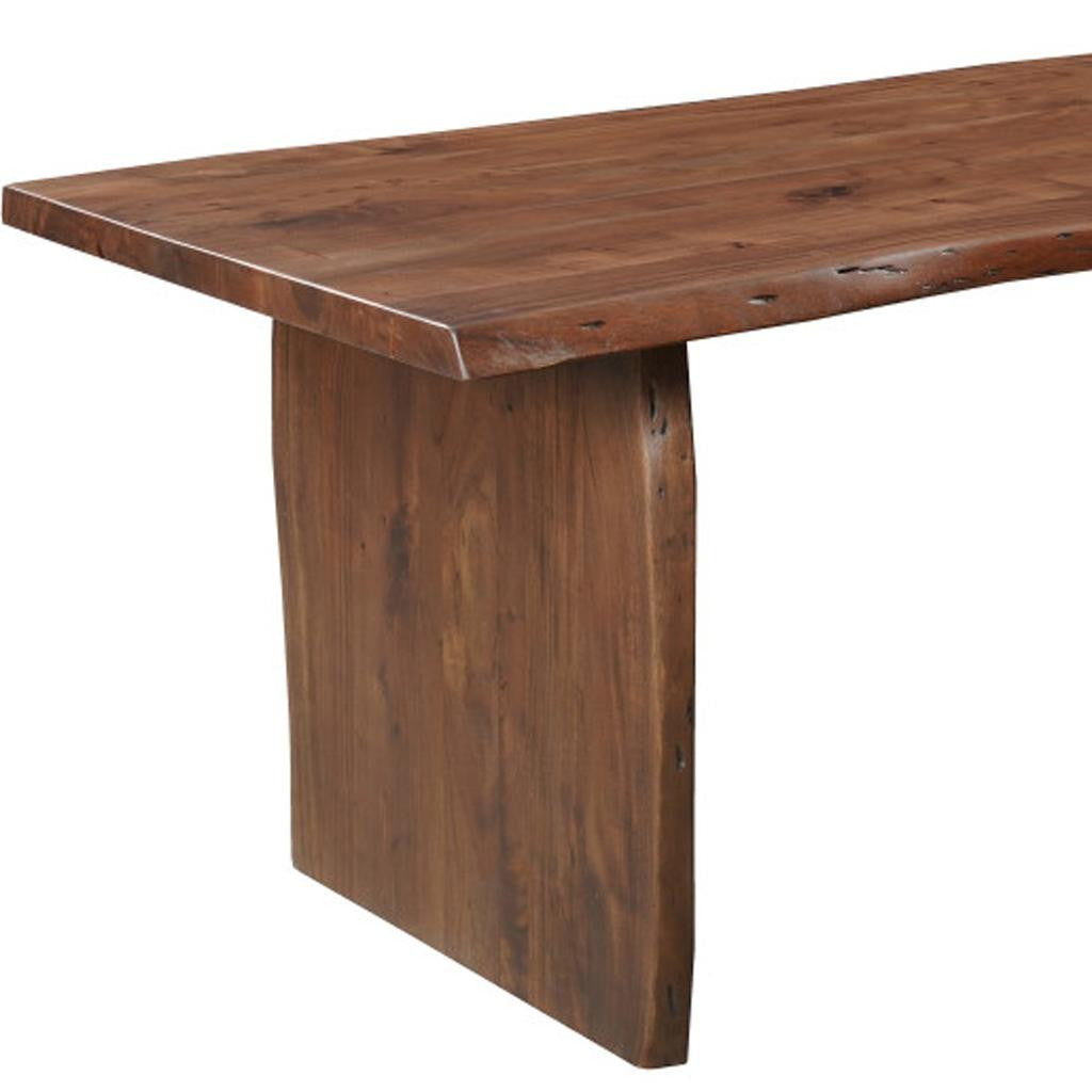 Seven Piece Brown Solid Wood Dining Set with Six Chairs-Dining Sets-DECOROLALA