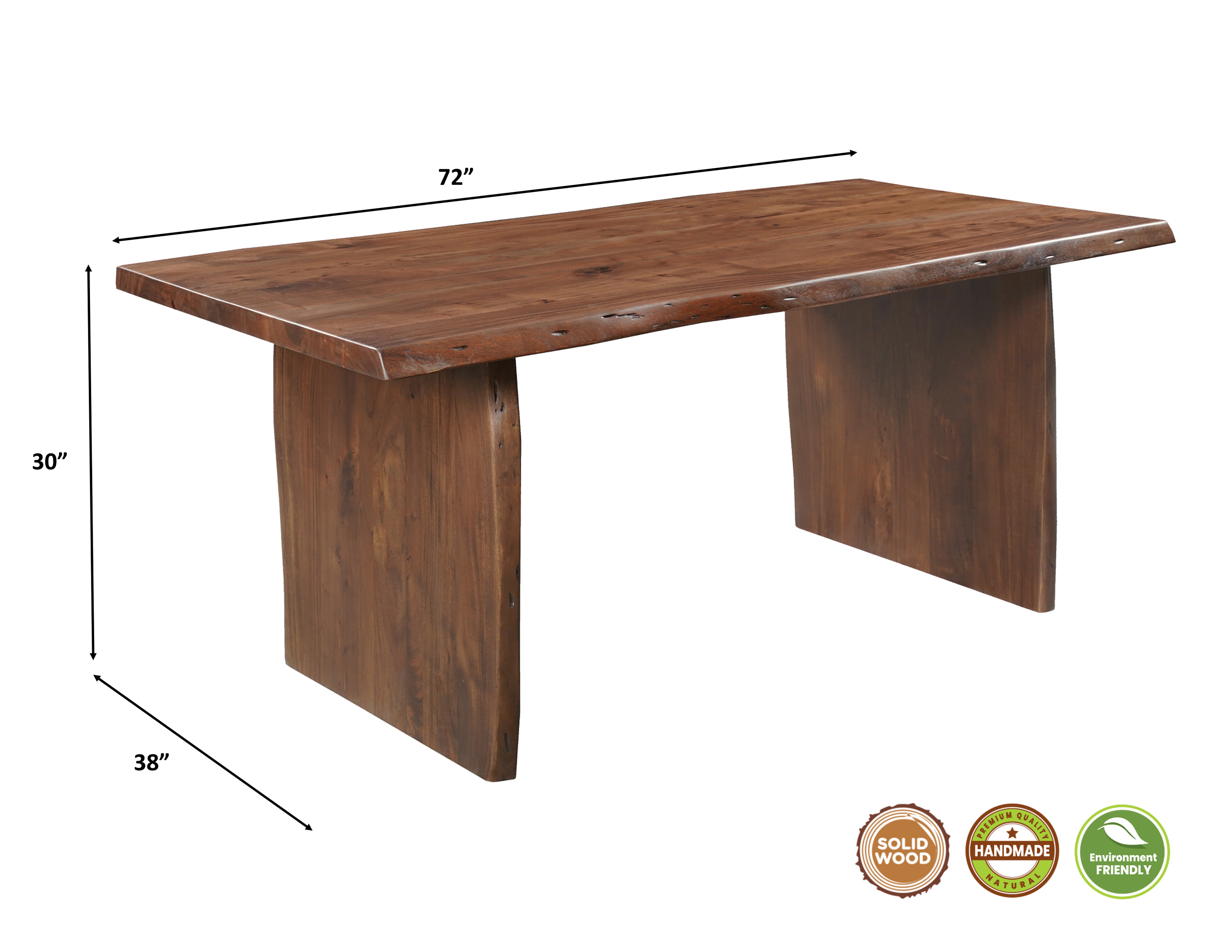 Seven Piece Brown Solid Wood Dining Set with Six Chairs-Dining Sets-DECOROLALA