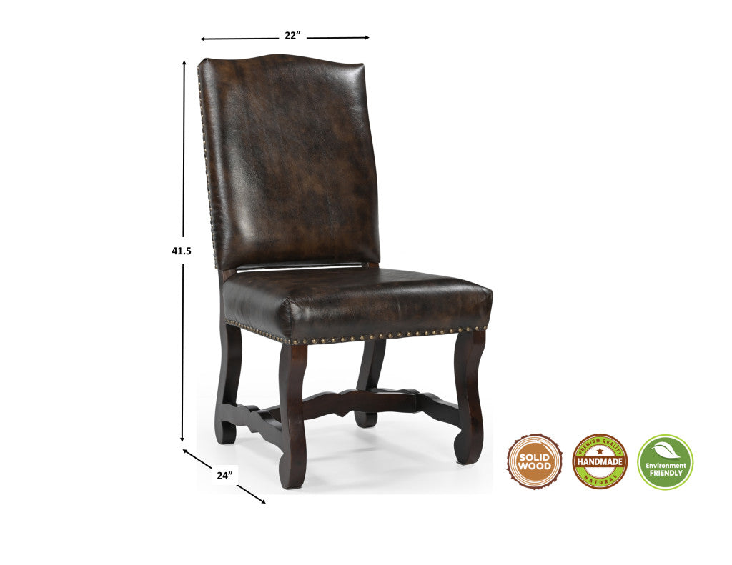 Seven Piece Brown Solid Wood Dining Set with Six Chairs-Dining Sets-DECOROLALA