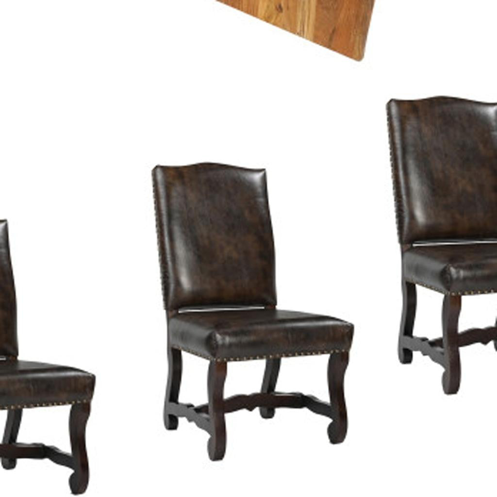 Nine Piece Brown Solid Wood Dining Set with Eight Chairs-Dining Sets-DECOROLALA
