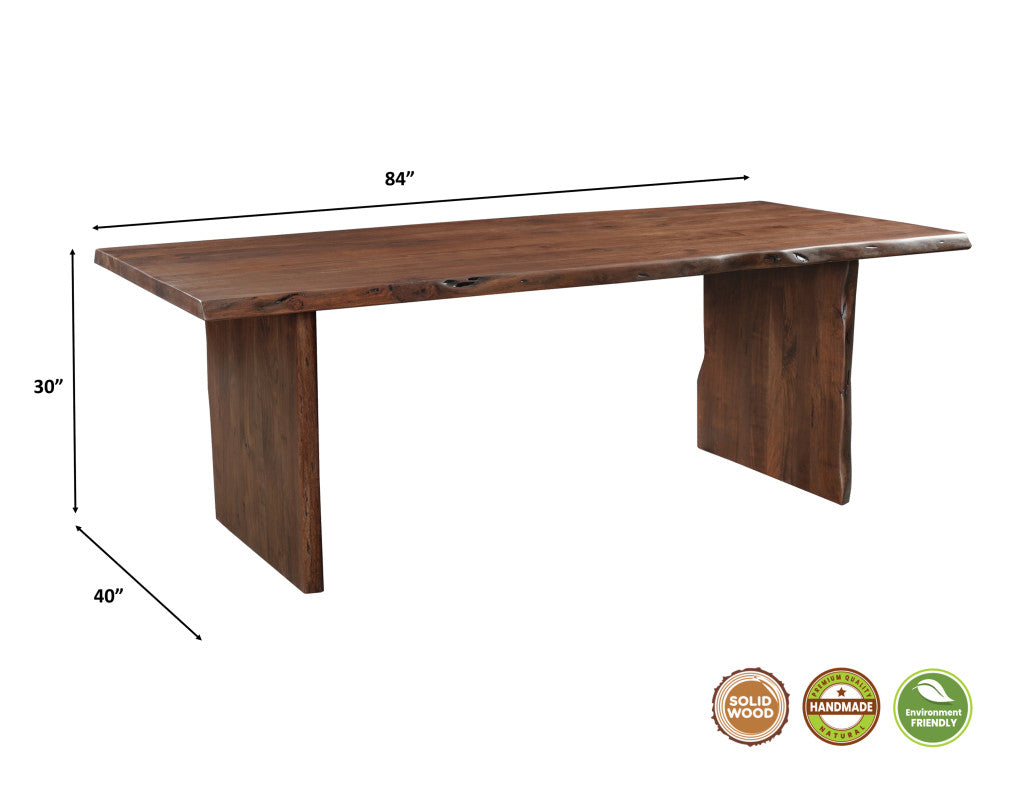 Nine Piece Brown Solid Wood Dining Set with Eight Chairs-Dining Sets-DECOROLALA