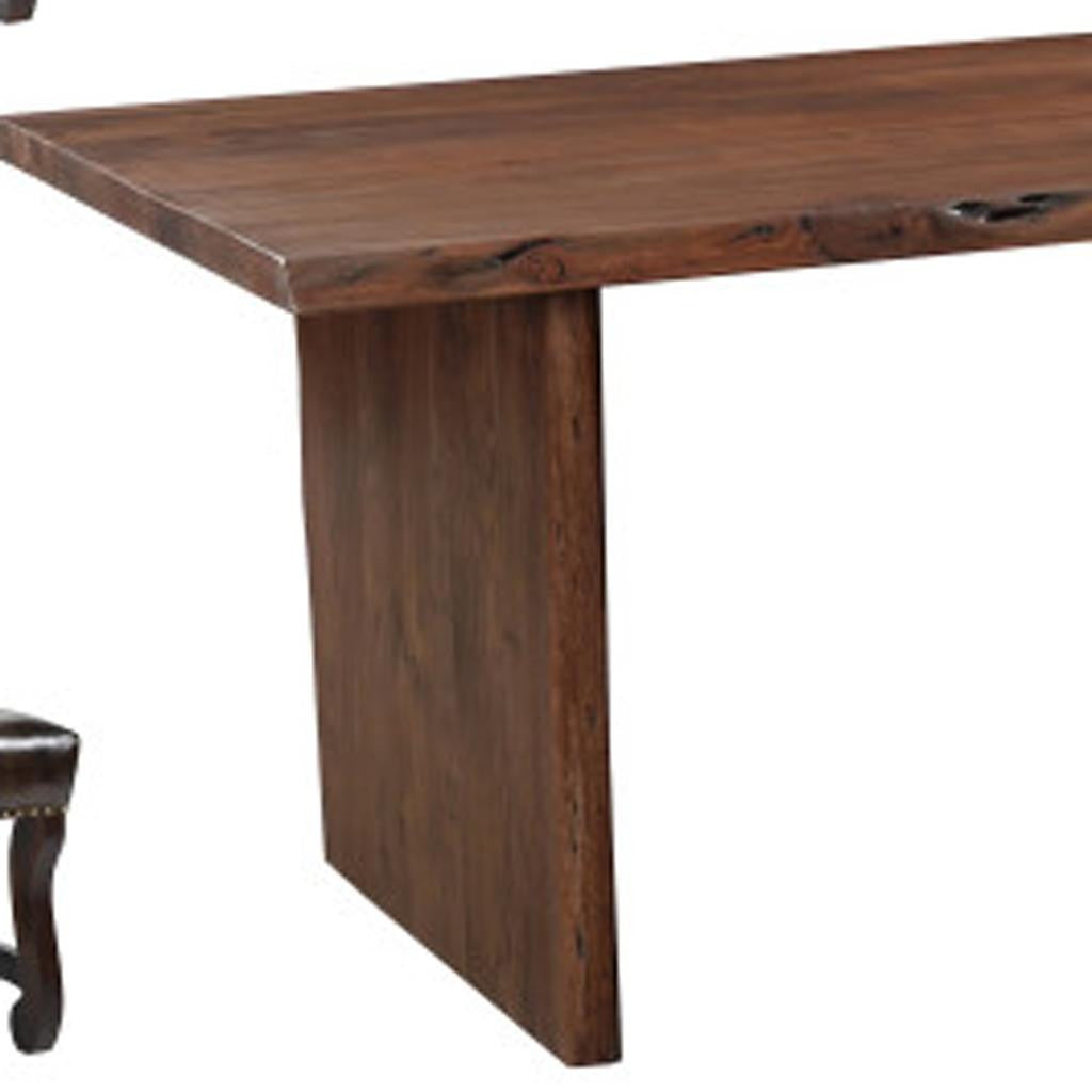 Nine Piece Brown Solid Wood Dining Set with Eight Chairs-Dining Sets-DECOROLALA
