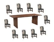 11 Piece Brown Solid Wood Dining Set with 10-Dining Sets-DECOROLALA
