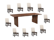 11 Piece Brown Solid Wood Dining Set with 10-Dining Sets-DECOROLALA
