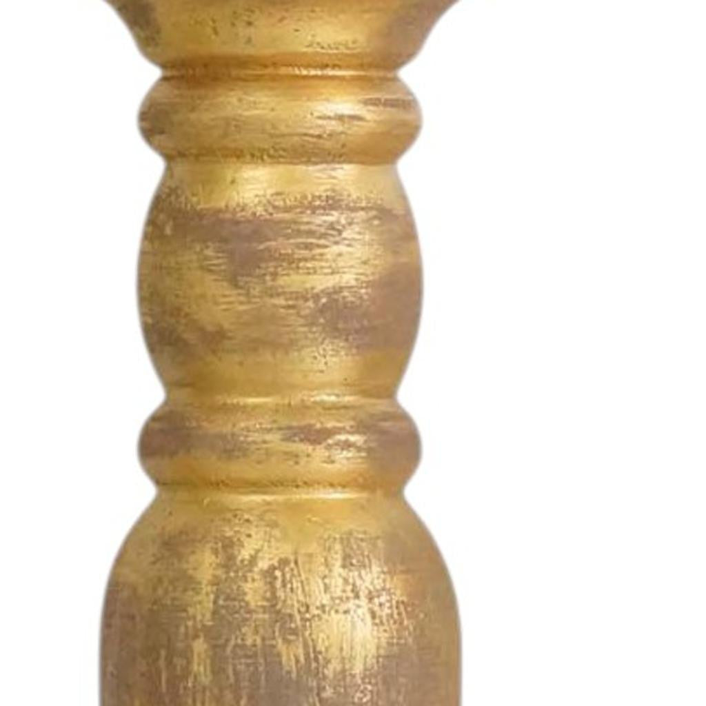 29" Gold Distressed Solid Wood Tabletop Taper Candlestick-Candle Holders-DECOROLALA