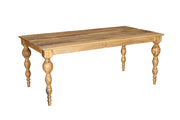 Seven Piece Brown Solid Wood Dining Set with Six Chairs-Dining Sets-DECOROLALA