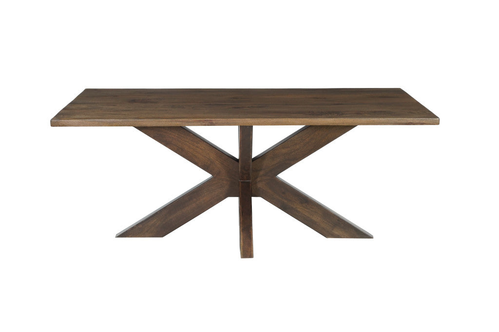 Seven Piece Brown Solid Wood Dining Set with Six Chairs-Dining Sets-DECOROLALA