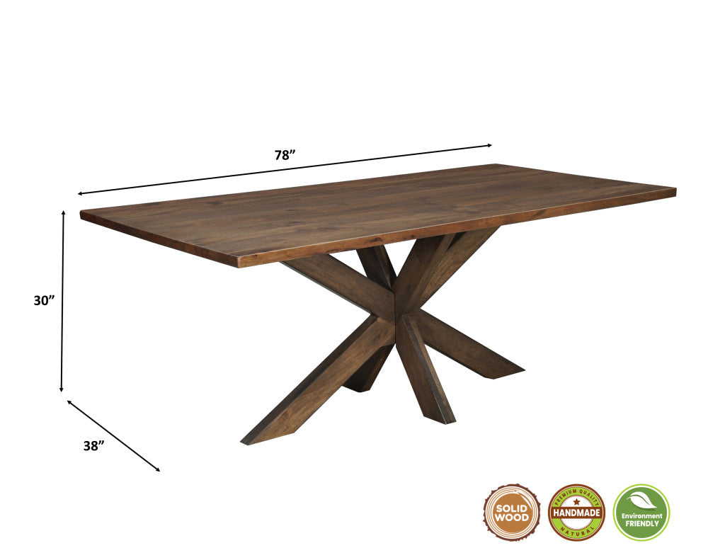 Seven Piece Brown Solid Wood Dining Set with Six Chairs-Dining Sets-DECOROLALA