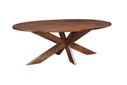 Seven Piece Brown Solid Wood Dining Set with Six Chairs-Dining Sets-DECOROLALA