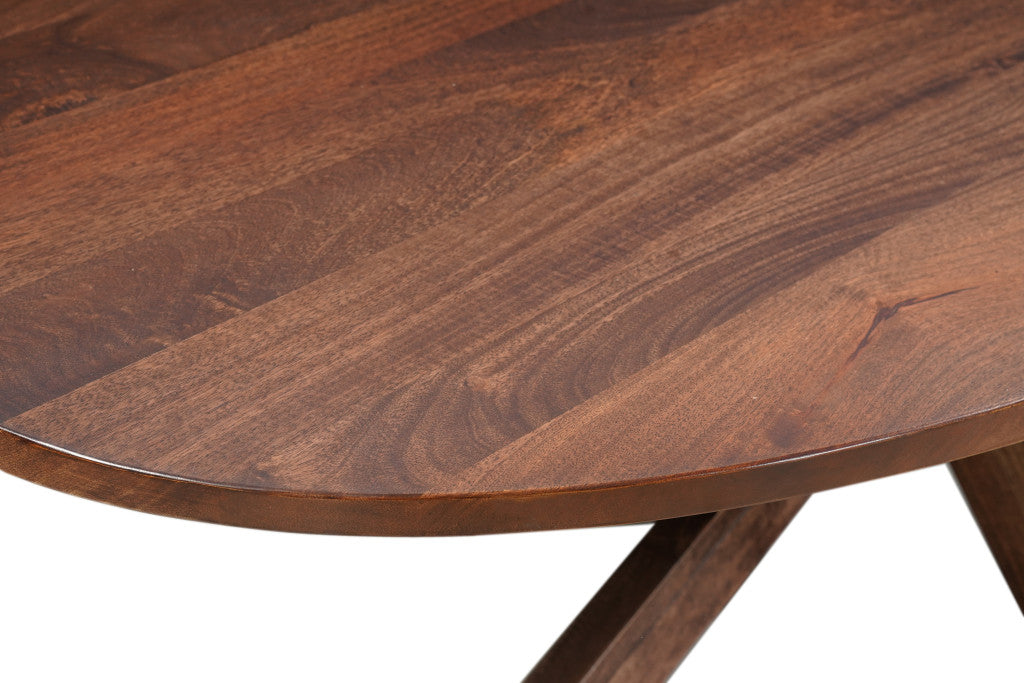 Seven Piece Brown Solid Wood Dining Set with Six Chairs-Dining Sets-DECOROLALA