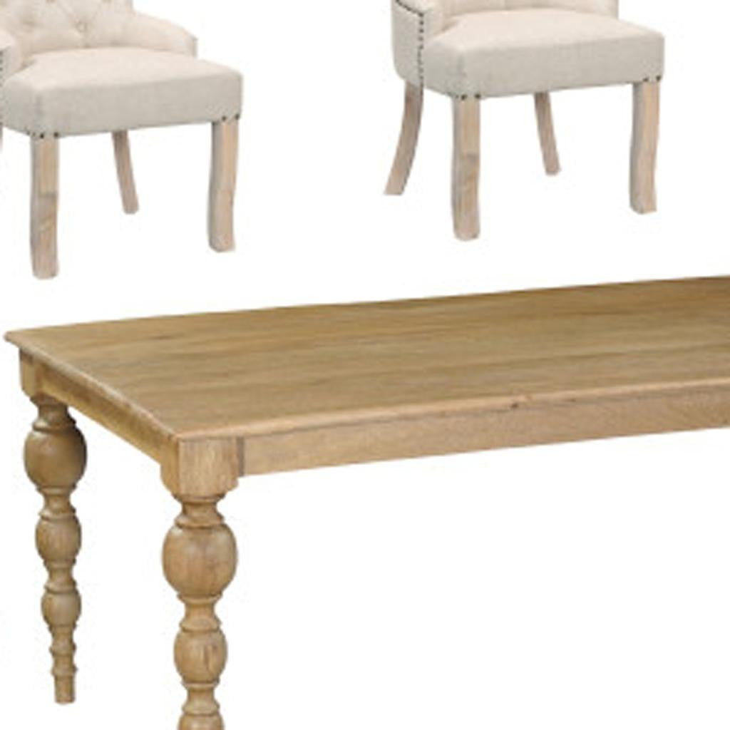 Seven Piece Brown Solid Wood Dining Set with Six Chairs-Dining Sets-DECOROLALA