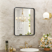 35" Black Metal Framed Bathroom Vanity Mirror-Mirrors-DECOROLALA