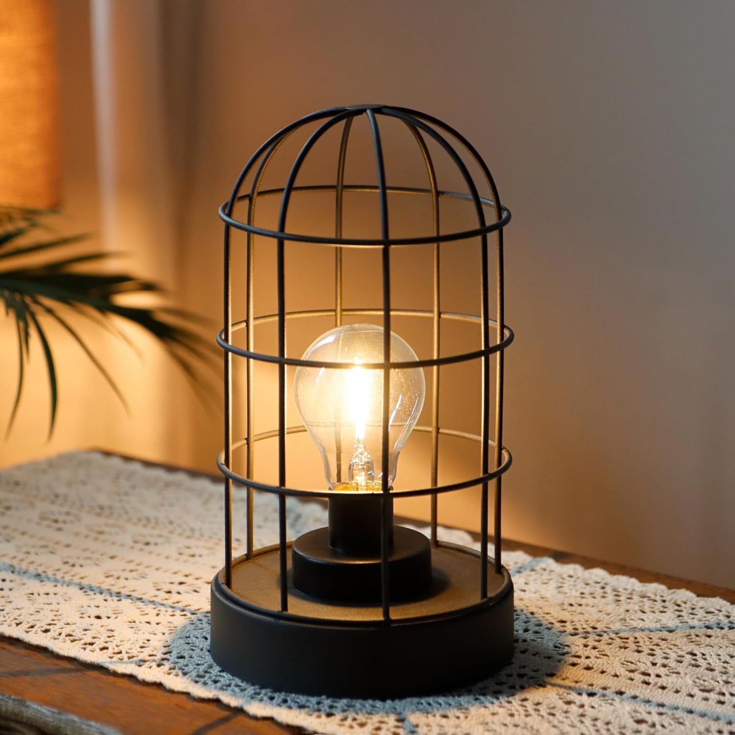 Set of Two 10" Black Metal Round Bedside Lamp With Black Cylinder Shade-Table Lamps-DECOROLALA