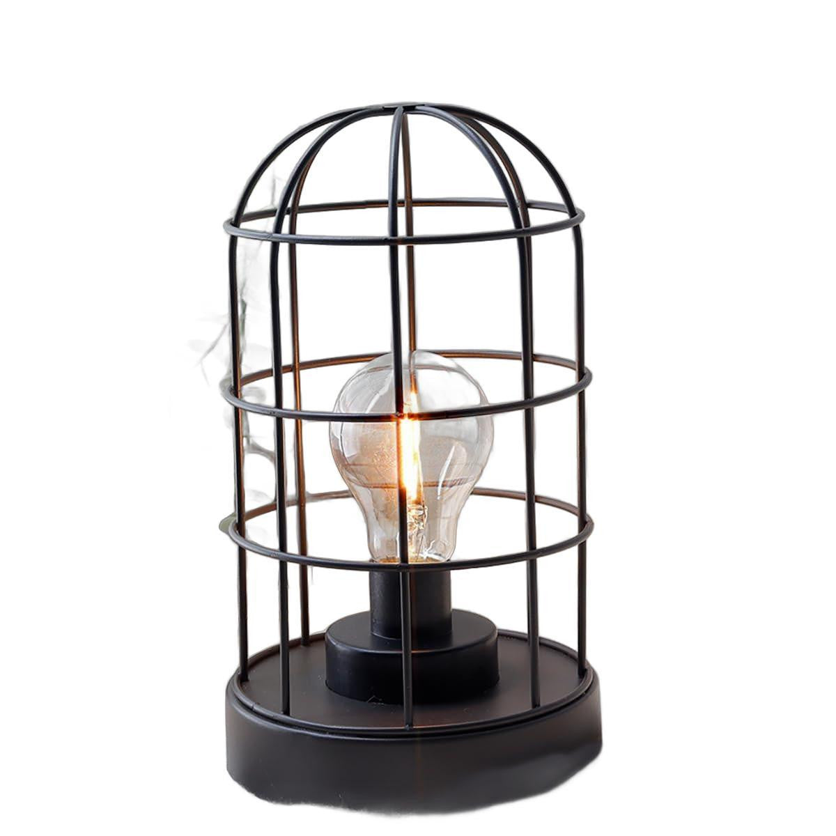 Set of Two 10" Black Metal Round Bedside Lamp With Black Cylinder Shade-Table Lamps-DECOROLALA