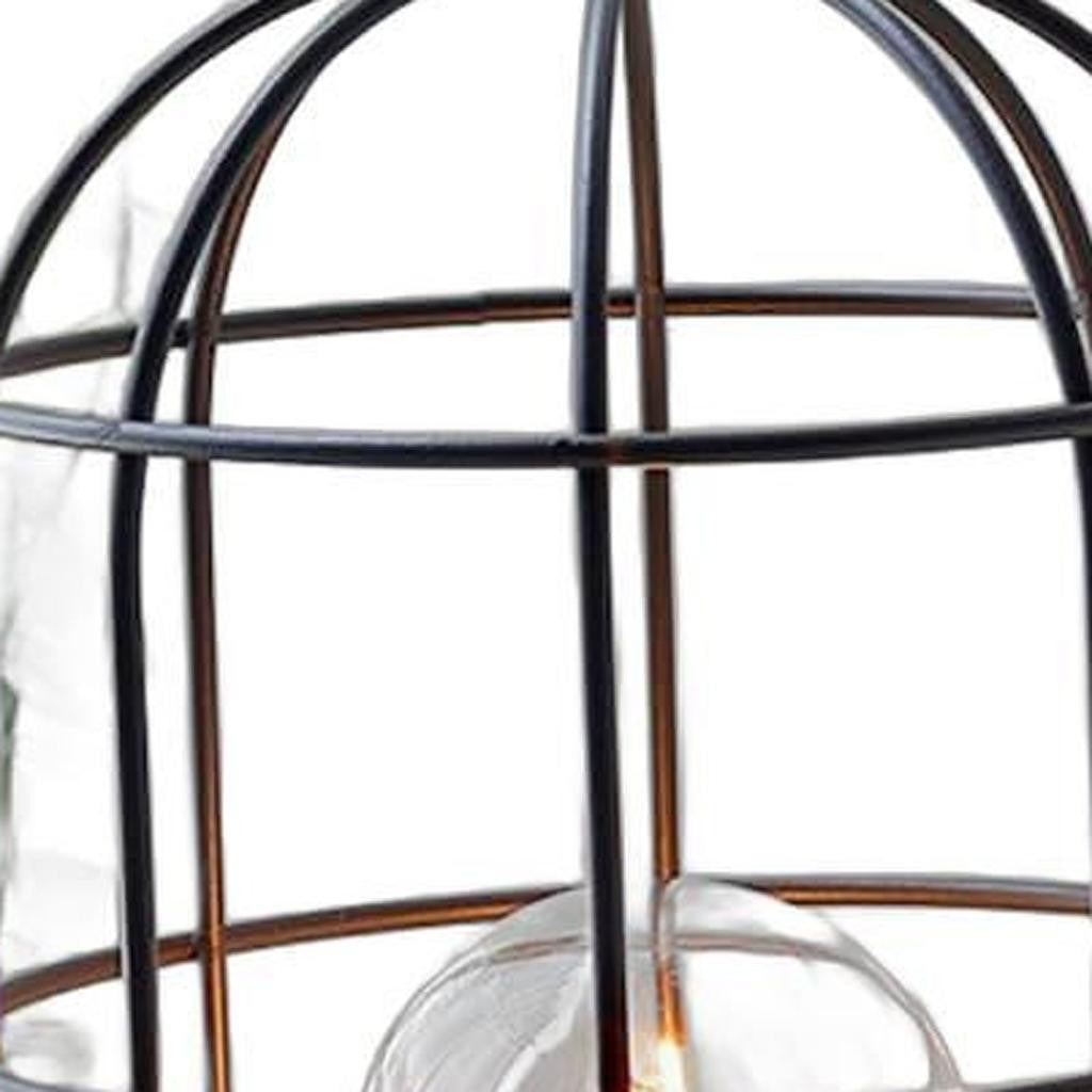 Set of Two 10" Black Metal Round Bedside Lamp With Black Cylinder Shade-Table Lamps-DECOROLALA