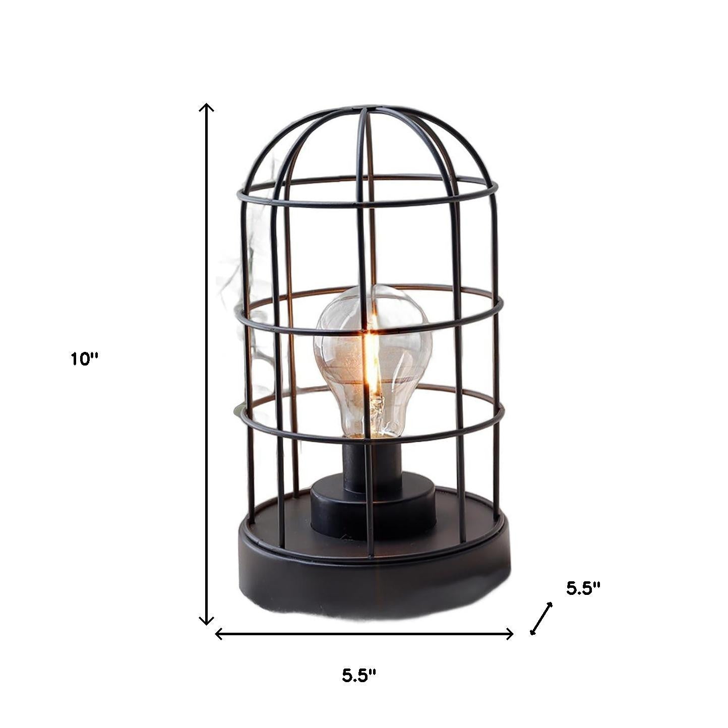 Set of Two 10" Black Metal Round Bedside Lamp With Black Cylinder Shade-Table Lamps-DECOROLALA