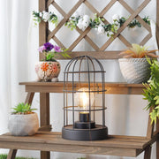 Set of Two 10" Black Metal Round Bedside Lamp With Black Cylinder Shade-Table Lamps-DECOROLALA